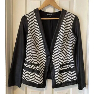 Picadilly Blazer Women’s XS Vintage 90’s Y2K Black  White Chevron Made In Canada